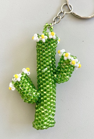 Beaded Cactus Keychain 
