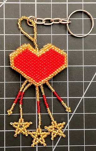 Beaded Heart Keychain 