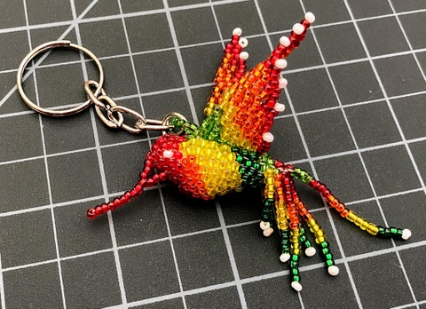 Beaded Hummingbird Keychain - Rainbow Rainbow