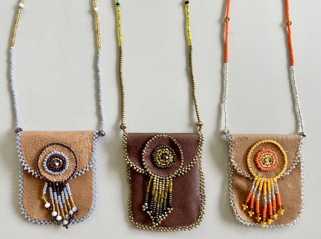 Beaded Leather Medicine Pouch Native American style