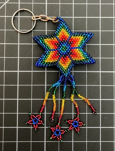Beaded Star Keychain - Rainbow Rainbow