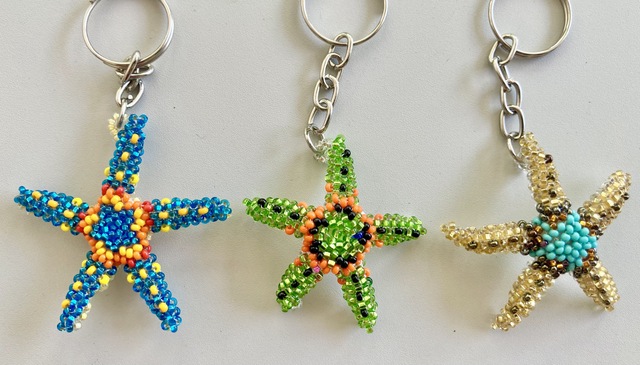 Beaded Starfish Keychain 