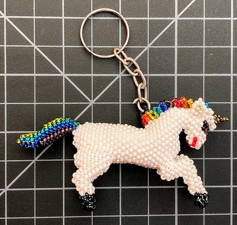 Beaded Unicorn Rainbow Mane Keychain Rainbow