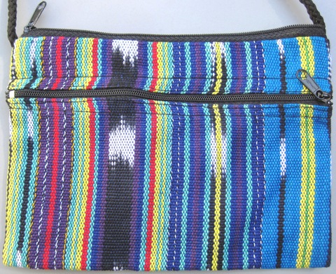Purse - Cotton - 3 Zipper Shoulder Bag - Artisan Crafted in Guatemala