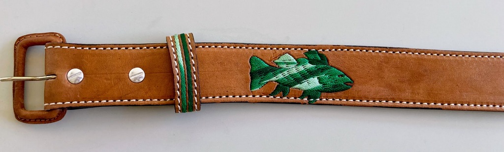 Bass Belt Artisan Made Guatemalan, Guatemala, Mayan, handmade, colorful, wholesale, artisan, Leather, Cotton, Belt, Fish, bass