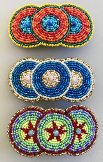 Beaded 3 Circles Barrette Artisan Czech Glass Jewelry