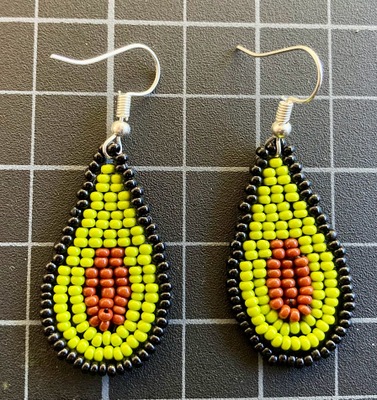 Beaded Avocado Earrings  