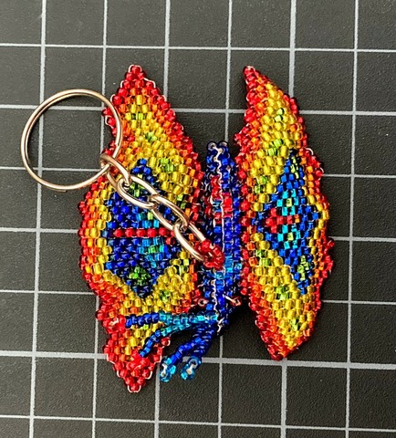 Beaded Butterfly Keychain Rainbow 