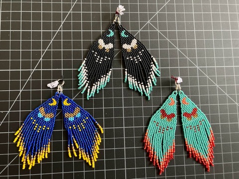 Beaded Butterfly Moon Earrings 