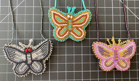 Beaded Butterfly Necklace Pouch 