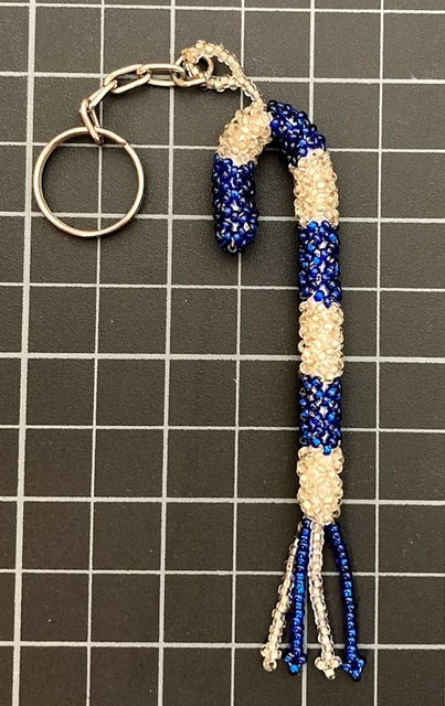 Beaded Candy Cane Keychain 