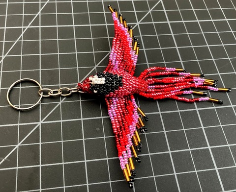 Beaded Cardinal Keychain 
