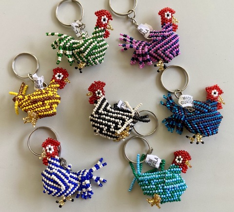 Beaded Chicken / Rooster Keychain 