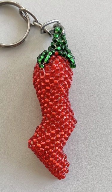 Beaded Chile Pepper Keychain 