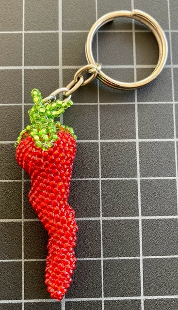 Beaded Chile Pepper Keychain 