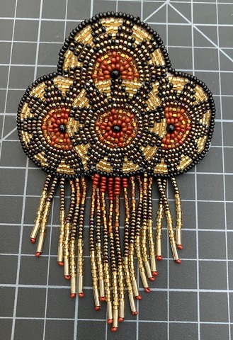 Beaded 4 Circles with Fringe Barrette 