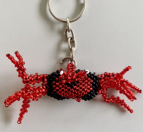 Beaded Crab Keychain Artisan Handcrafted Coastal Decor