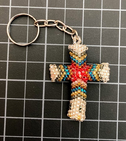 Beaded Cross Keychain 
