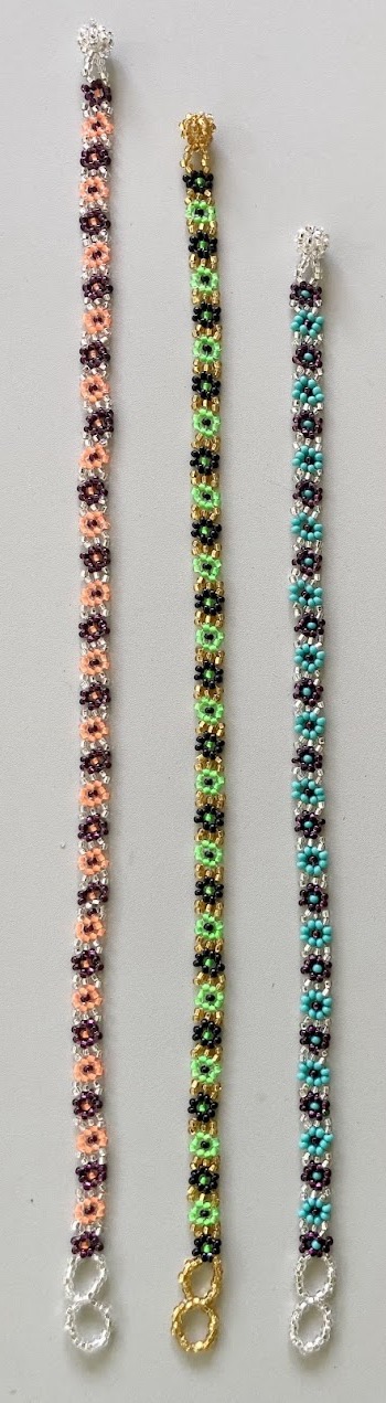 Beaded Daisy Chain Anklet Large Artisan Handcrafted Jewelry