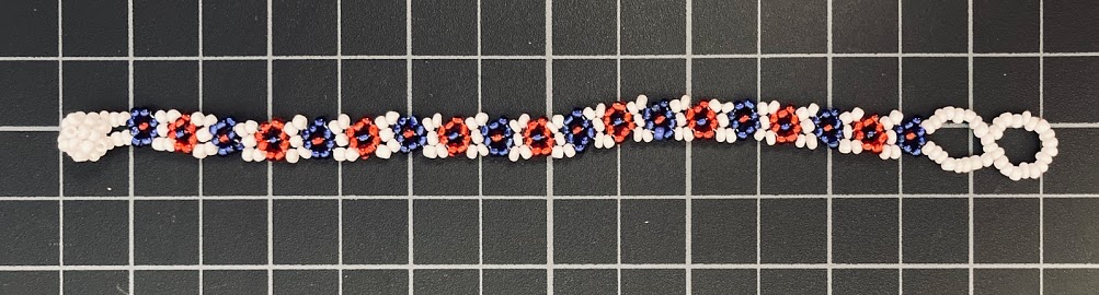 Beaded Daisy Chain Red, White and Blue Bracelet 