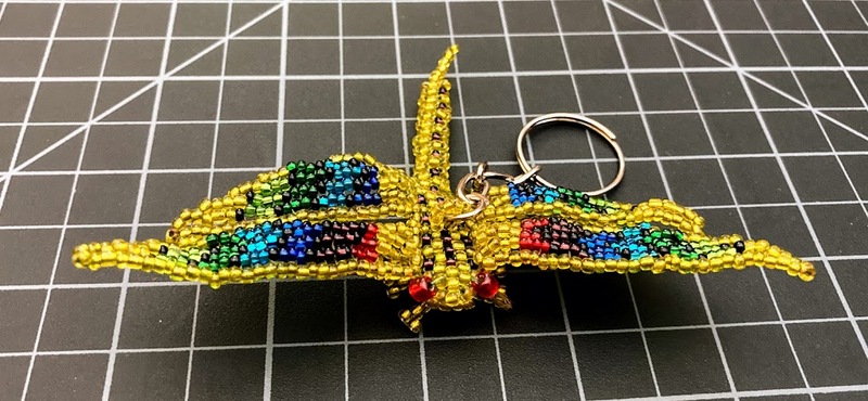 Beaded Dragonfly Keychain - Rainbow Rainbow