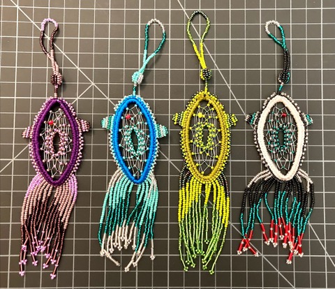 Beaded Dreamcatcher Ornament - Oval Native American style