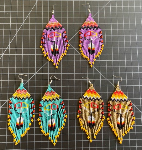 Beaded Earrings Native American design XL 