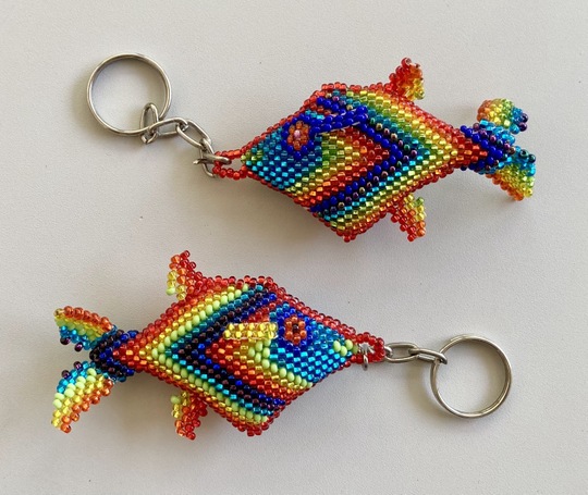 Keychain - Beaded - Fish Rainbow - Artisan Crafted in Guatemala