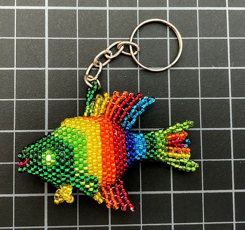 Beaded Fish Keychain - Rainbow Rainbow