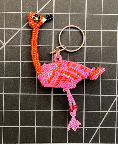 Beaded Flamingo Keychain 
