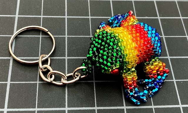 Beaded Frog Keychain - Rainbow Rainbow