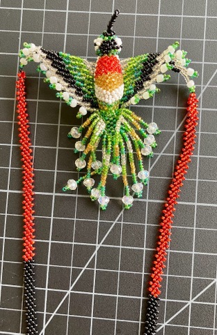 Beaded Hummingbird Necklace - Large Ruby Throated 
