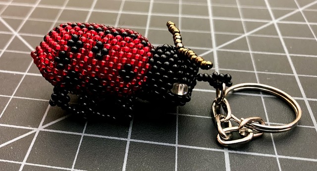 Beaded Ladybug Keychain 