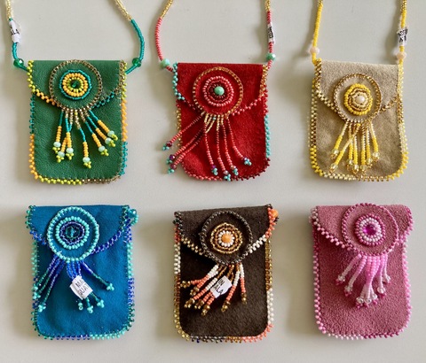 Leather Medicine Pouch - Handmade Beaded Guatemalan - Artisan Crafted in Guatemala