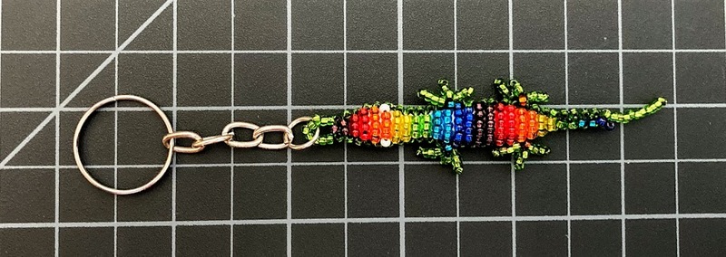 Beaded Lizard Gecko Keychain - Regular Rainbow Rainbow