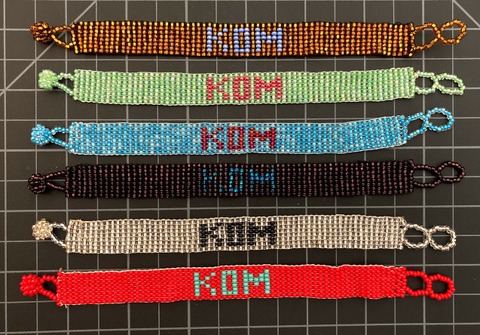 Beaded Loomed 8 Row Bracelet Keep On Moving "KOM" 