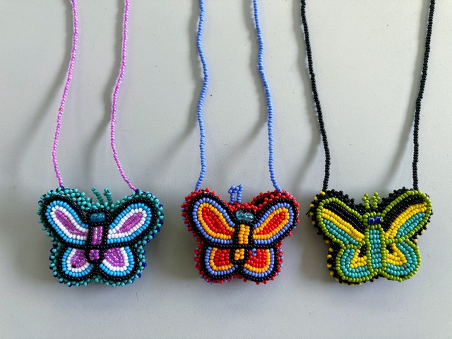 Beaded Butterfly Medicine Pouch Artisan Czech Glass Jewelry