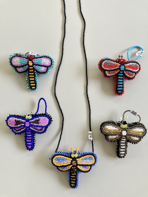 Beaded Dragonfly Medicine Pouch Artisan Czech Glass Jewelry