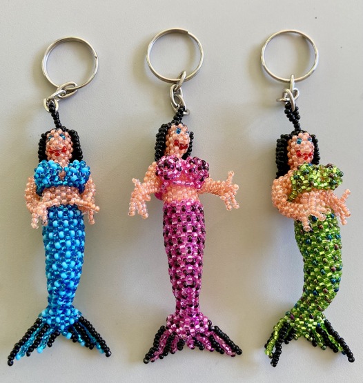 Beaded Mermaid Keychain Artisan Czech Glass Beadwork