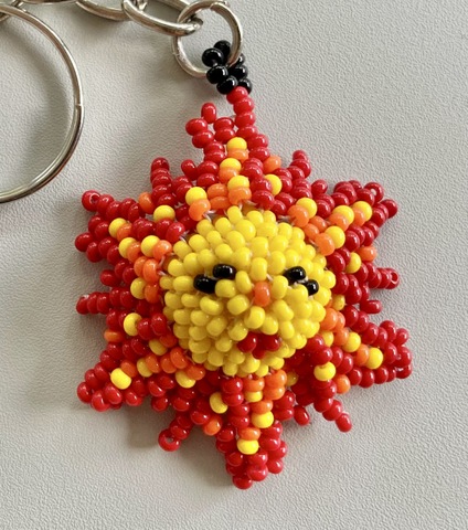 Keychain - Beaded - Mini Sun - Artisan Crafted in Guatemala