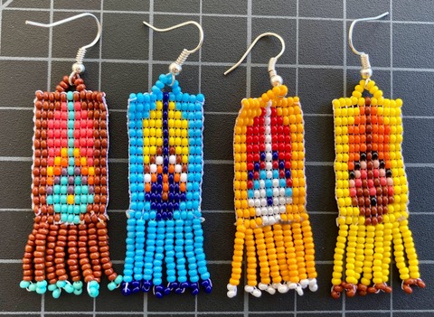 Beaded Native American Style Feather Earrings Native American style