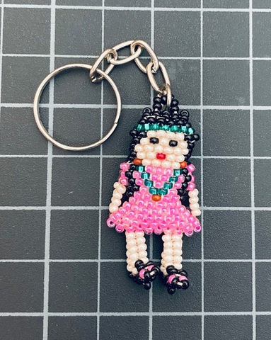 Beaded Native Girl Keychain 