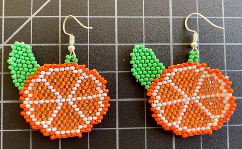 Beaded Orange Earrings 