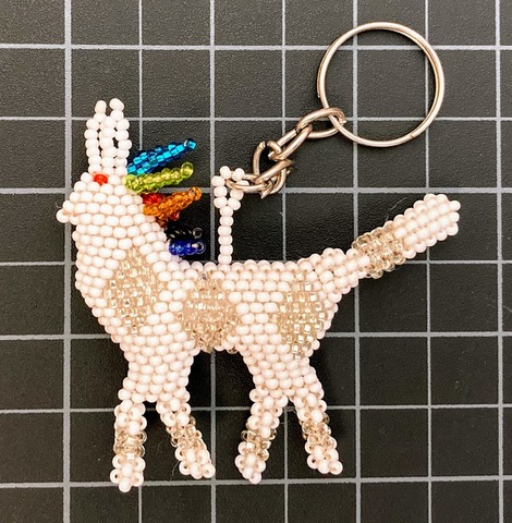 Beaded Rainbow Horse Keychain Rainbow