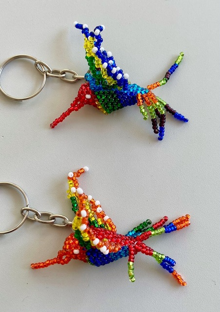Keychain - Beaded - Hummingbird Rainbow - Artisan Crafted in Guatemala