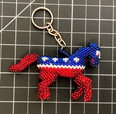 Democrat donkey keychain beaded 