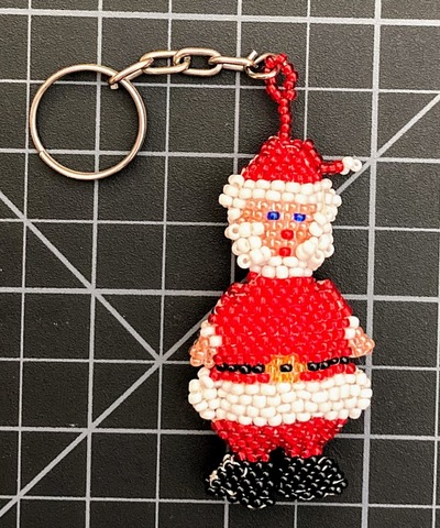 Beaded Santa Claus Keychain 