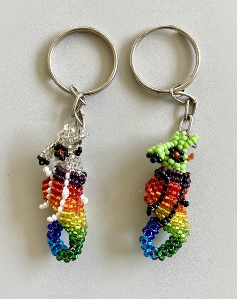 Beaded Seahorse Keychain Rainbow Artisan Handcrafted from Guatemala