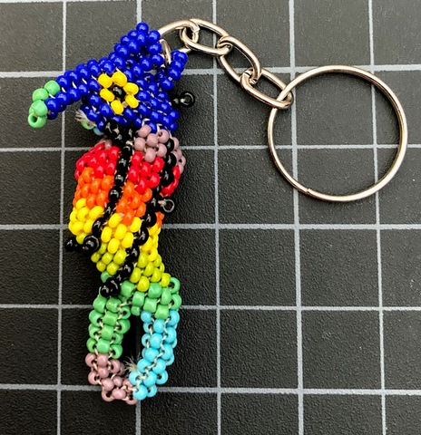 Beaded Seahorse Keychain Rainbow 