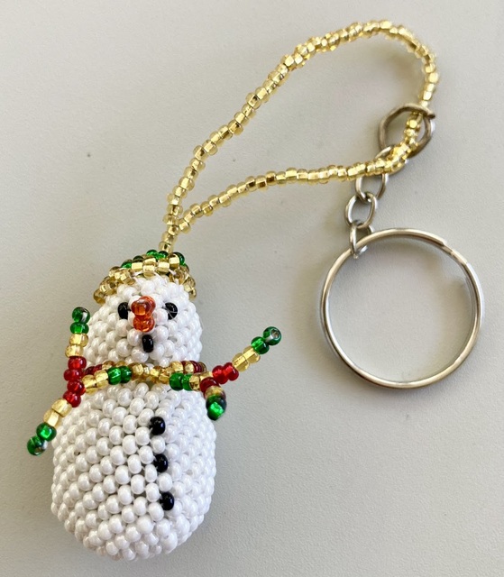 Beaded Snowman Keychain 